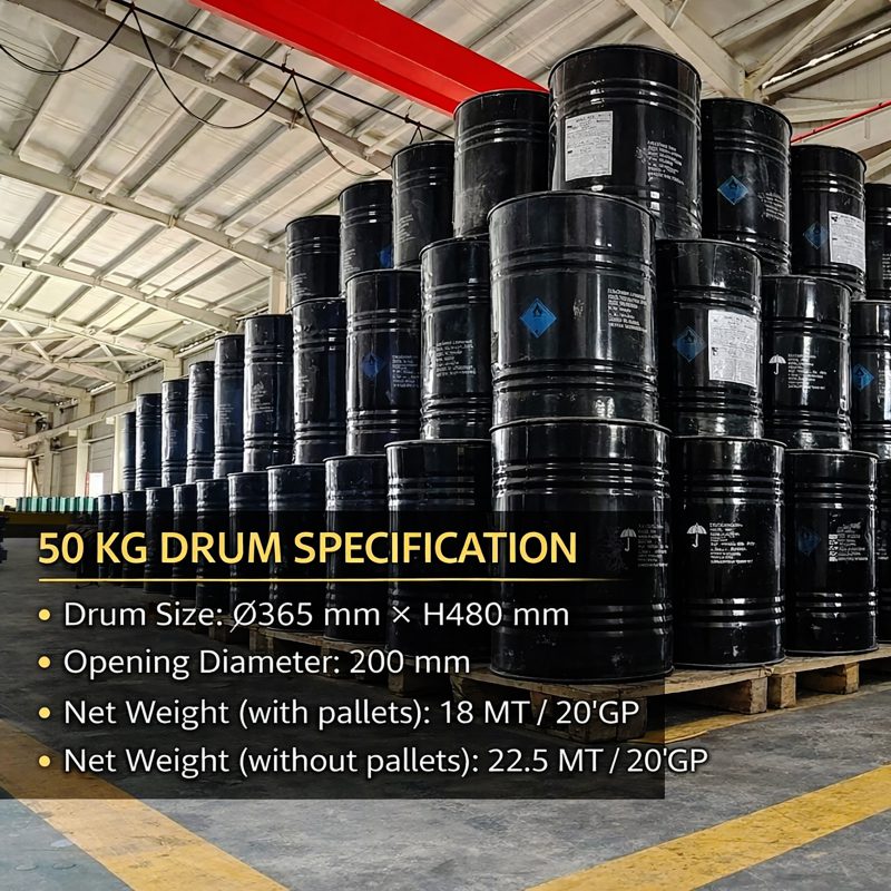 Calcium Carbide 50KG Steel Drum Nitrogen-Flushed & Moisture-Proof Packaging